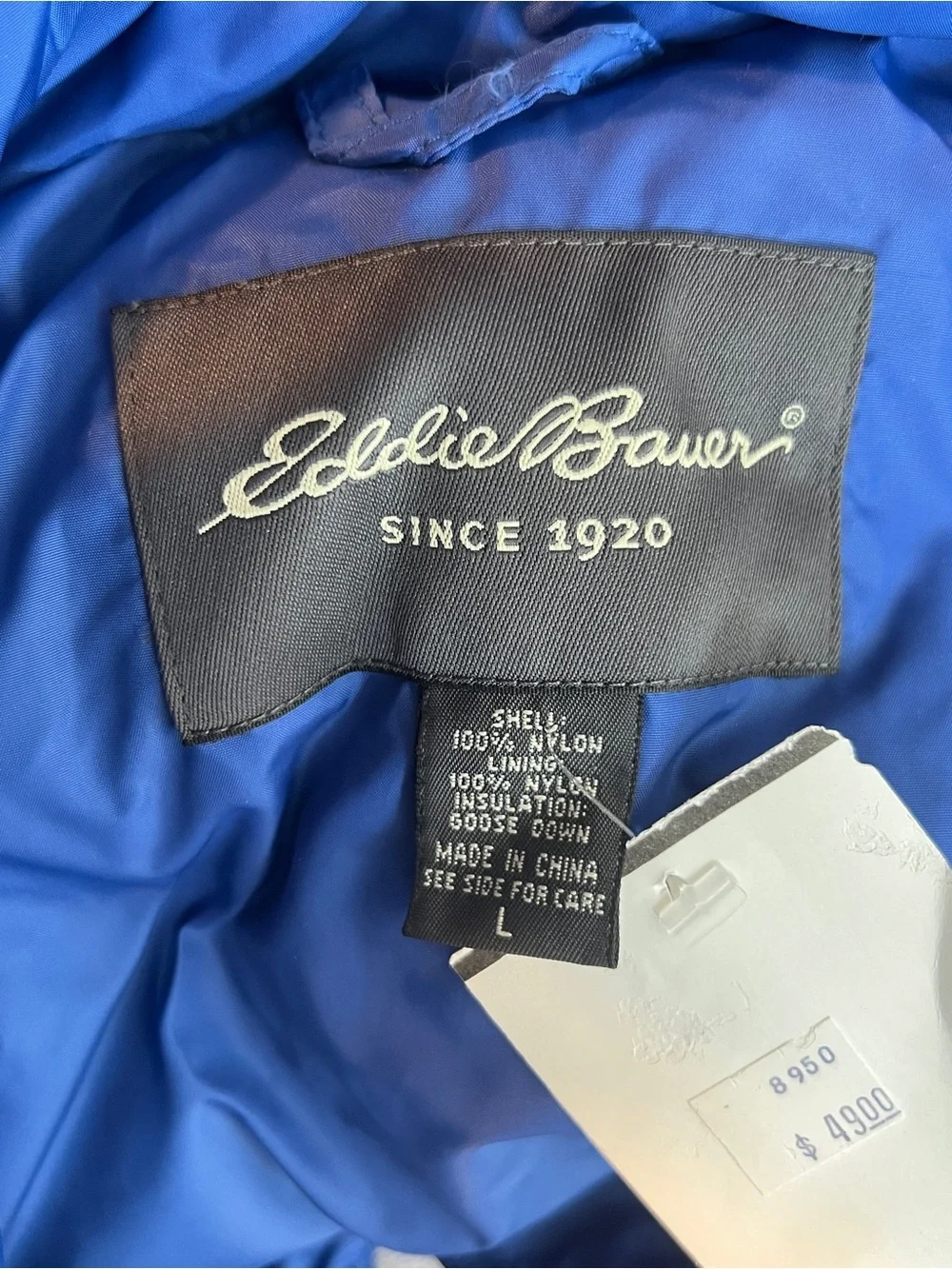 Eddie Bauer Blue Puffer Vest Jacket With Zippered Pockets Premium Goose Down